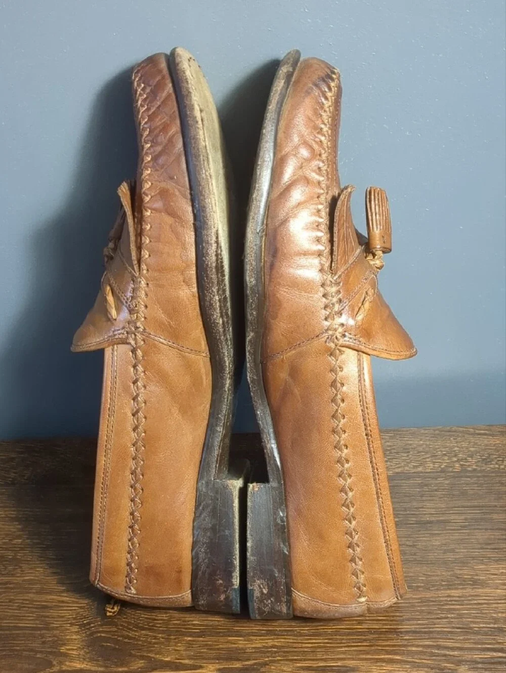 Vintage Domani Johnston & Murphy Brown Leather Kiltie Tassel Loafers Men’s 10.5M